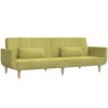 vidaXL Canapea extensibilă cu 2 locuri, 2 perne, verde, textil