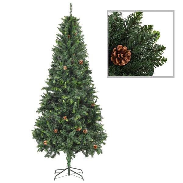 vidaXL Brad de Crăciun artificial cu conuri de pin, verde, 210 cm