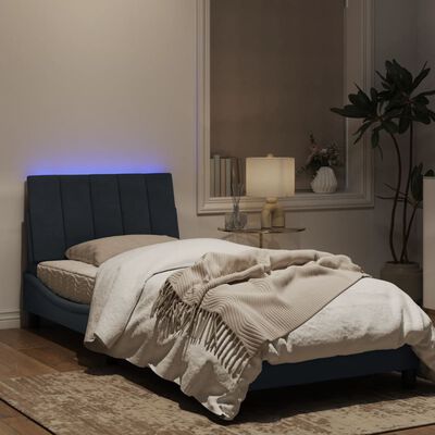 vidaXL Cadru de pat cu lumini LED, gri închis, 90x190 cm, catifea