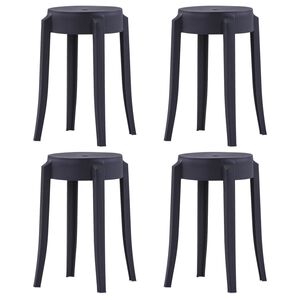 vidaXL Scaune stivuibile 4 buc., negru, plastic