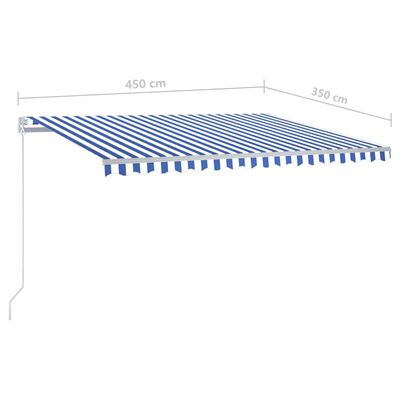 vidaXL Copertină automată, senzor vânt&LED, albastru/alb, 4,5x3,5 cm