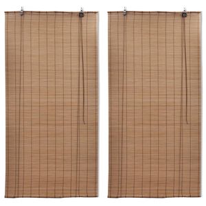 vidaXL Jaluzele din bambus tip rulou, 2 buc., maro, 120 x 220 cm