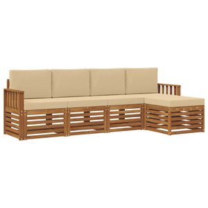 vidaXL Set de canapele de exterior cu pernă 5 pcs Natural și Bej