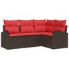 vidaXL Set de canapele pentru grădină 4 pcs Maro și roșu poliratan