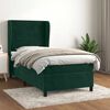 vidaXL Pat box spring cu saltea, verde &icirc;nchis, 100x200 cm, catifea