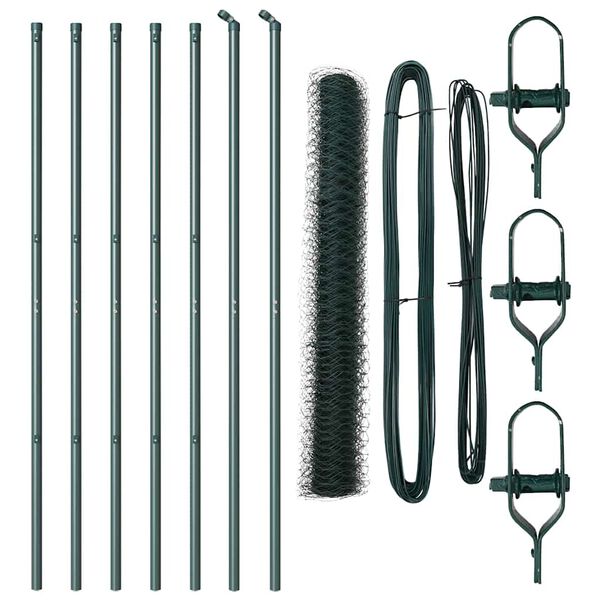 vidaXL &Icirc;ngrădire cu st&acirc;lpi Verde 1 x 10 m otel acoperit cu PVC