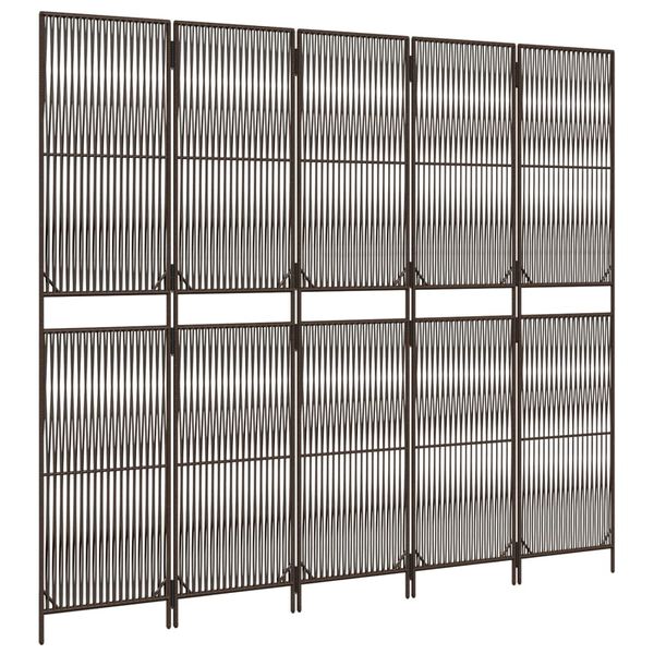 vidaXL Separator de cameră cu 5 panouri, maro, poliratan
