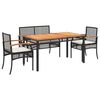 vidaXL Set mobilier de grădină cu perne, 4 piese, negru, poliratan