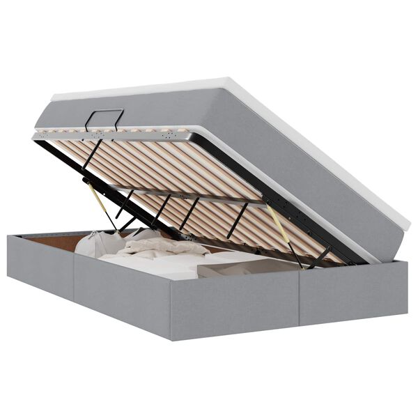 vidaXL Pat cu saltea și spațiu de depozitare Gri deschis 120 x 190 cm