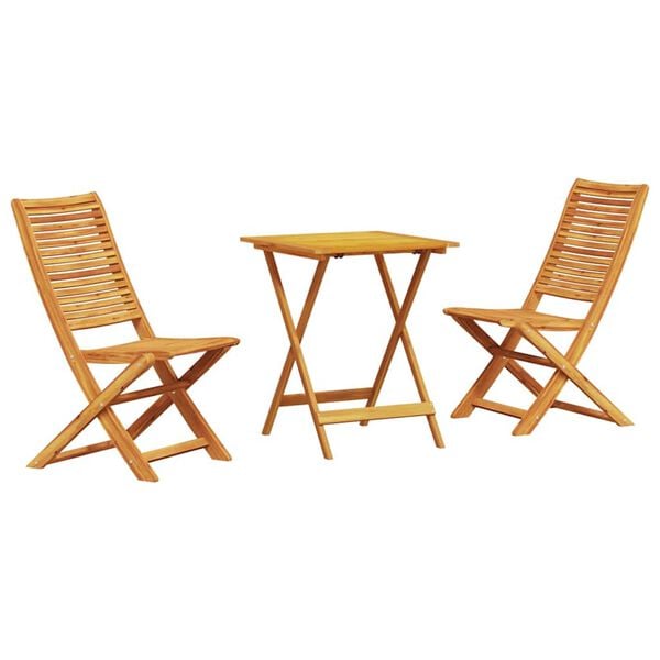 vidaXL Set Bistro Pliabil 3 pcs Maro Lemn Solid de Acacia
