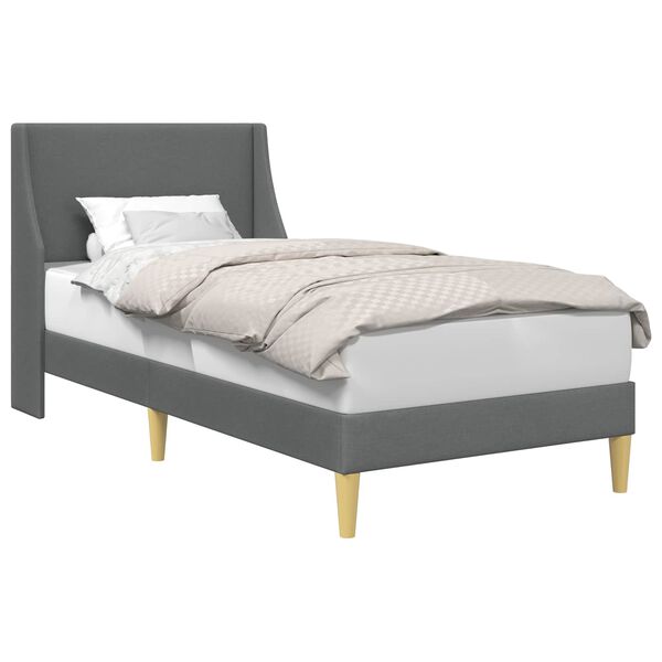 vidaXL Cadru de pat cu headboard Gri &icirc;nchis 90 x 190 cm Catifea