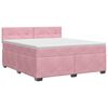 vidaXL Pat boxspring cu saltea cu headboard Roz 140 x 200 cm Catifea