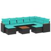 vidaXL Set canapele de grădină cu 10 piese și perne, poliratan negru
