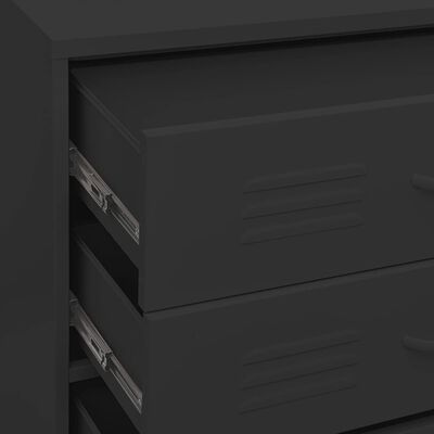 vidaXL Comodă cu sertare, negru, 80x35x101,5 cm, oțel