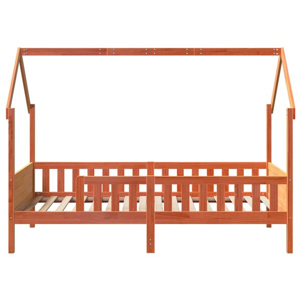 vidaXL Cadru pat de copii, maro ceruit, 90x200 cm, lemn masiv de pin