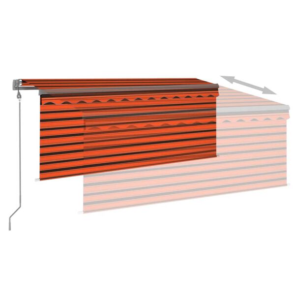 vidaXL Copertină retractabilă automat cu stor portocaliu&maro 3x2,5 m