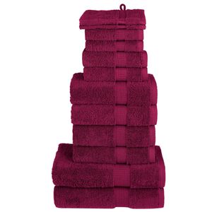 vidaXL Set de prosoape premium SOLUND, 12 piese, bordo, 600 g/m&sup2;