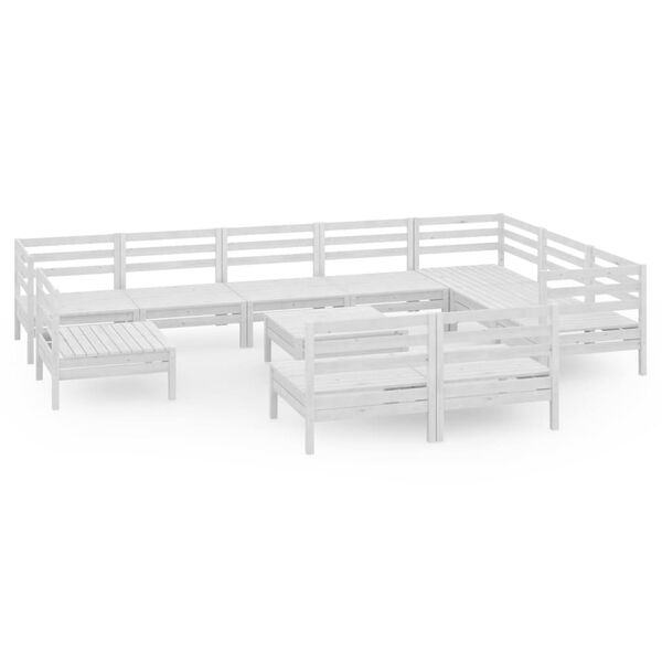 vidaXL Set mobilier de grădină, 11 piese, alb, lemn masiv de pin