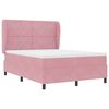 vidaXL Pat cu arcuri cu saltea cu headboard Roz 190 x 140 cm Poliester