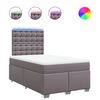 vidaXL Pat box spring cu saltea, gri, 120x190 cm, piele ecologică