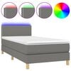 vidaXL Pat cu arcuri, saltea și LED, gri &icirc;nchis, 100x200 cm, textil