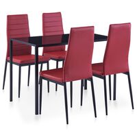 vidaXL Set mobilier de bucătărie, 5 piese, roșu vin