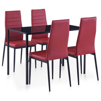 vidaXL Set mobilier de bucătărie, 5 piese, roșu vin