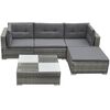 vidaXL Set mobilier de grădină cu perne, 5 piese, gri, poliratan