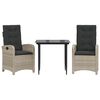 vidaXL Set mobilier de grădină cu perne, 3 piese,gri deschis,poliratan