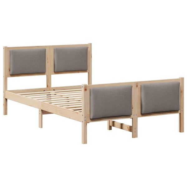 vidaXL Cadru de pat cu headboard Gri taupe 120 x 190 cm țesătură