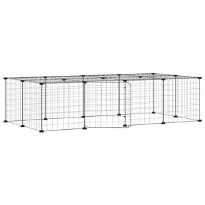 vidaXL Cușcă animale de companie cu ușă 20 panouri negru 140x70x35 cm oțel