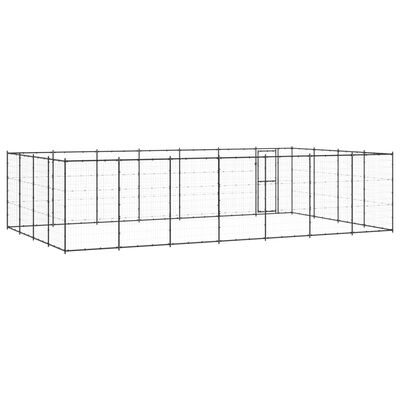 vidaXL Padoc pentru câini de exterior, 33,88 m², oțel