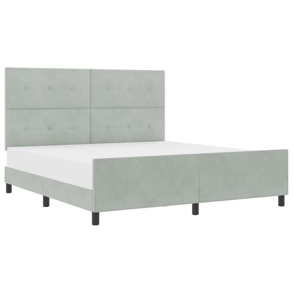 vidaXL Pat cu arcuri cu headboard Gri deschis 180 x 200 cm Catifea