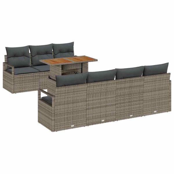 vidaXL Set de canapele pentru grădină 8 pcs Gri Rattan poli