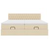 vidaXL Cadru de pat otoman cu saltele crem 180x200cm stofa