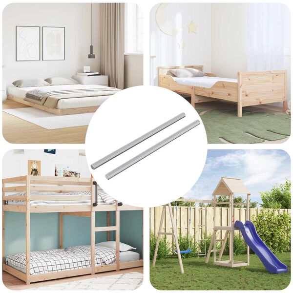 vidaXL Coroană filetată 2 pcs Argintiu 6 x 135 mm Oțel