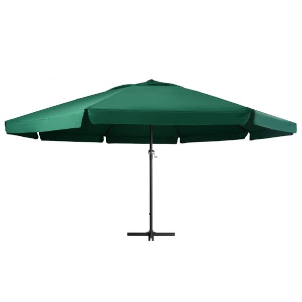 vidaXL Umbrelă de soare de grădină, stâlp aluminiu, verde, 600 cm