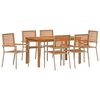 vidaXL Set de masă pentru grădină 7 pcs Bej Lemn Solid de Acacia