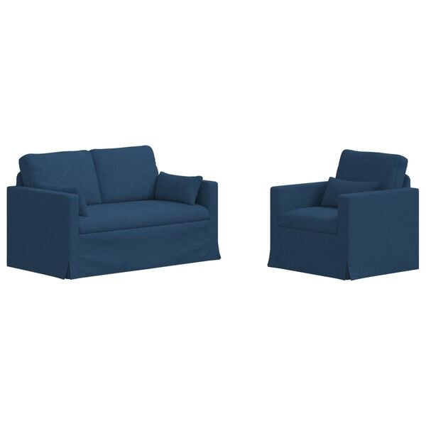 vidaXL Canapea 2 pcs albastru 139 x 78 x 80 cm țesătură