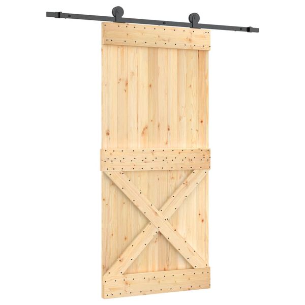 vidaXL Ușă glisantă cu set de feronerie 95x210 cm, lemn masiv de pin