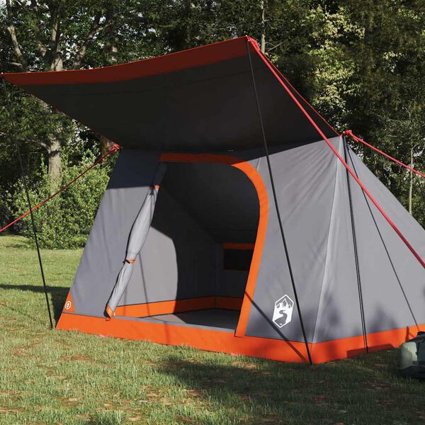 vidaXL Cort de Camping Gri și Portocalie 223 x 163 x 130 cm tafta