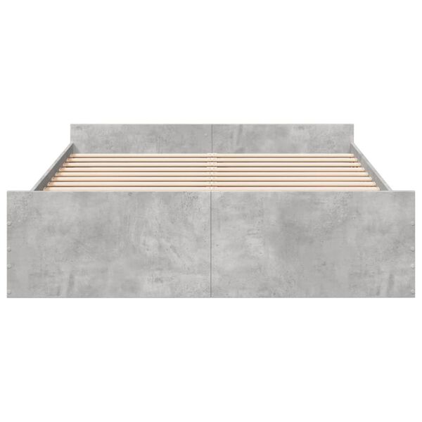 vidaXL Cadru de pat cu sertare, gri beton, 150x200 cm, lemn prelucrat