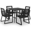vidaXL Set mobilier de exterior, 5 piese, negru, ratan PVC