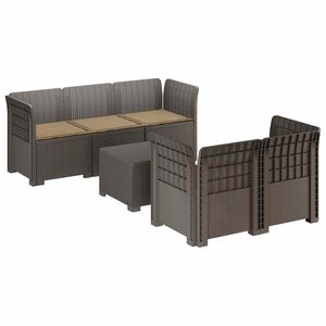 vidaXL Sofa de grădină cu 5 locuri cu perne aspect rattan PP
