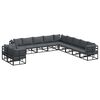 vidaXL Set de canapele pentru grădină cu pernă 11 pcs Negru Aluminiu