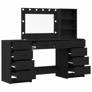 vidaXL Masă de Machiaj 3 buc. Stejar Negru 78,5 x 41 x 135 cm