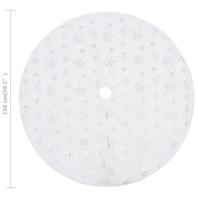 vidaXL Covor fustă brad Crăciun de lux, alb, 150 cm, blană artificială