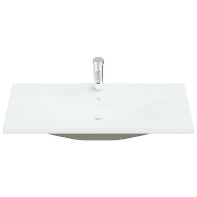 vidaXL Chiuvetă încorporată cu robinet, alb, 91x39x18 cm, ceramică
