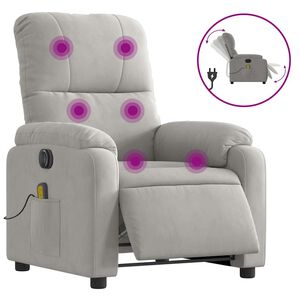 vidaXL Fotoliu de masaj rabatabil electric, gri deschis, microfibră