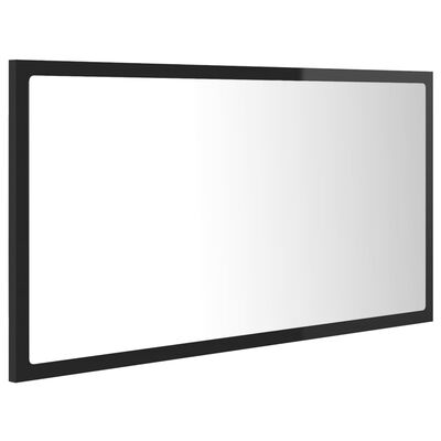 vidaXL Oglindă de baie cu LED, negru extralucios, 80x8,5x37 cm, acril